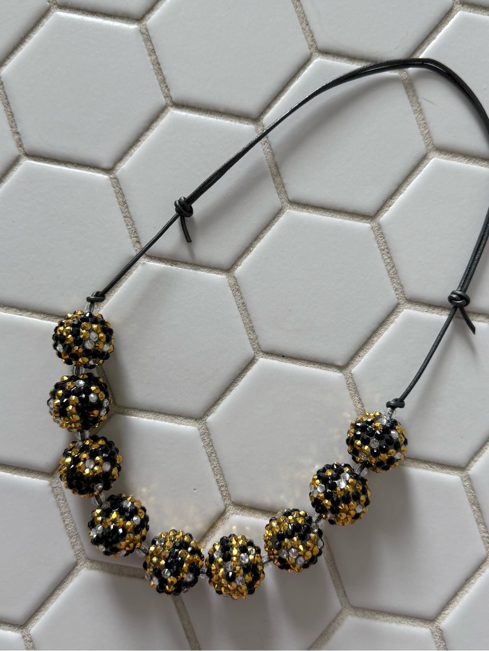 Black and Gold Beaded Statement Necklace